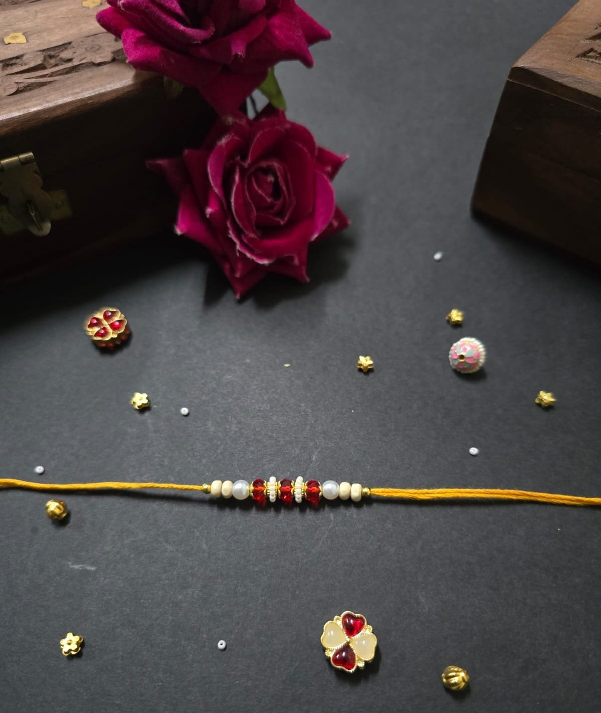 Ruby Pearl Crystal Rakhi